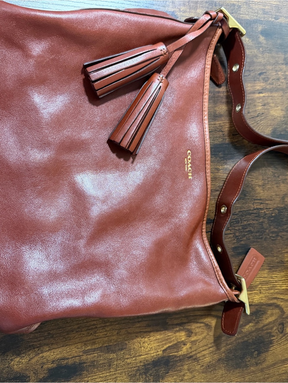 Coach Leather Shoulder Bag in Rich Mahogany